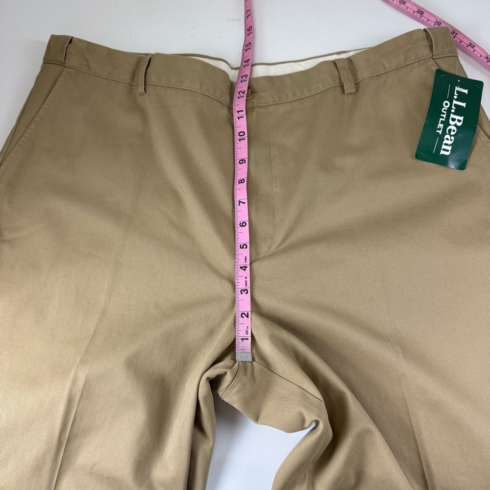 LL Bean Wrinkle Free Double L Pants Mens 42x32 Dark Khaki Tan 245698 NWT - Picture 9 of 11